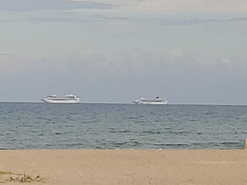 Cruise ships stored off of Cocoa beach.