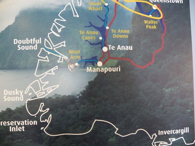 Cruising directions:  Fly to Auckland, then to Queenstown.  Drive to Te Anau. Bus to Manapouri.
