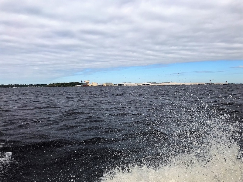 Cruising outside of the security zone at Naval Air Station Jacksonville.  Little windy and choppy!