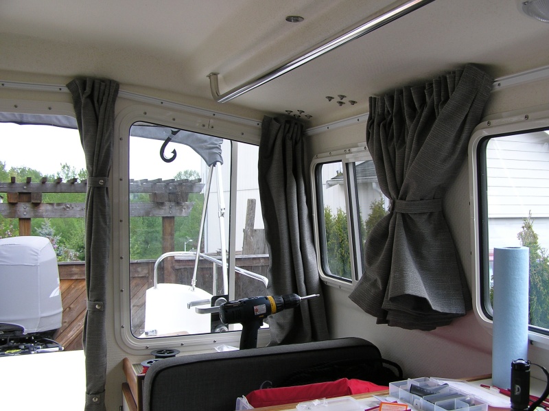 Curtains in their stowed position.