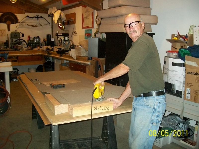 cutting the new countertop