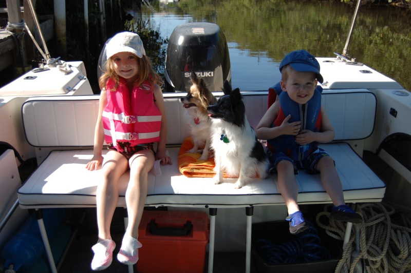 Daisy & Dabber Doo take their two legged grandchildern for a boat ride