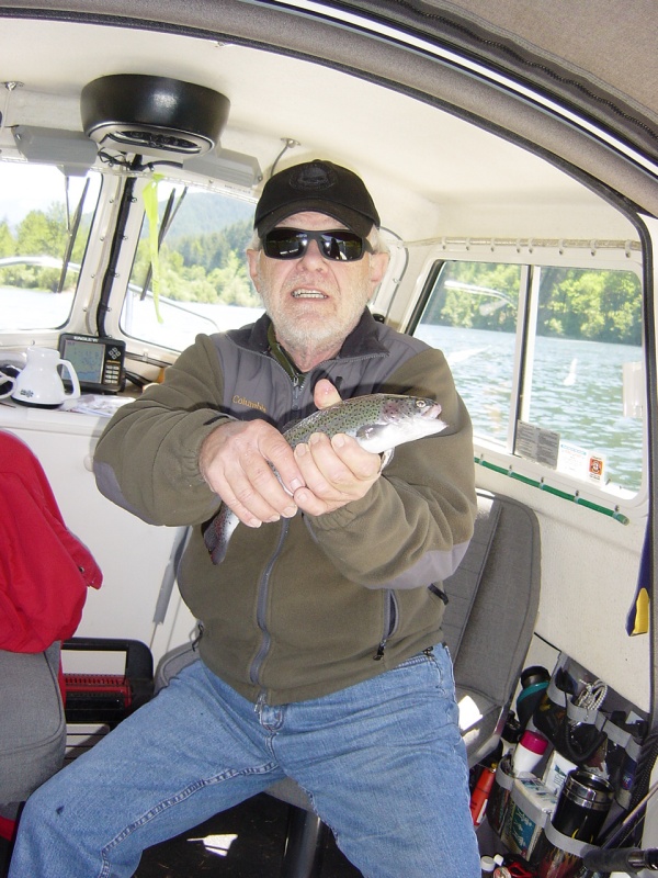 Dan catches a fish