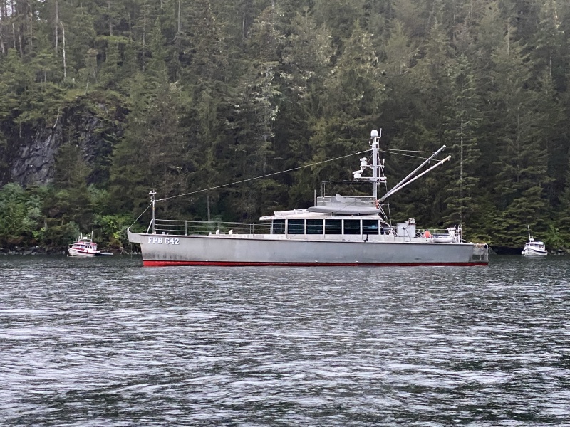 Dashew boat with Jody & I. warm springs bay