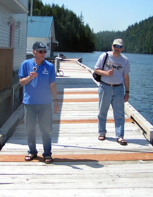 Dave and Alan Olson on float at Sullivan Bay 6-12-06