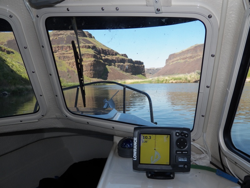 Depths were 10 feet and required some reading of the river to determine where the channel might be.  You can see on the chart plotter that I am beyond the blue "navigable waters" shown on the chart.  I continued on 3/4 of a mile.