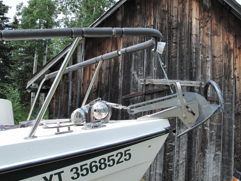 Detail of Bow with extra cleats for anchor snubber