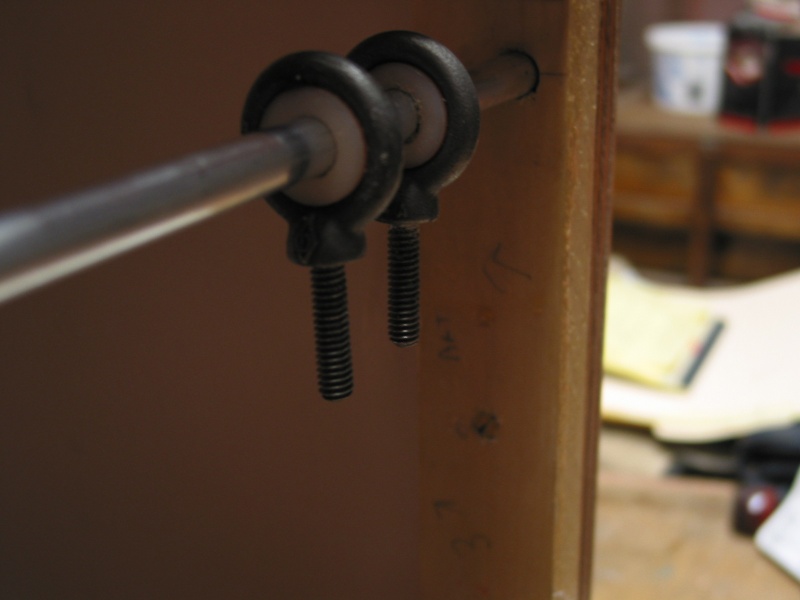 Detail of nylon centered eye bolts