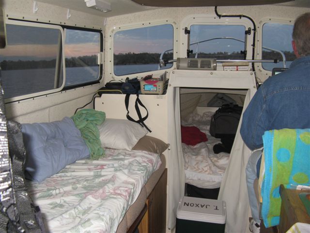 Dinette set up as bed in case I snore