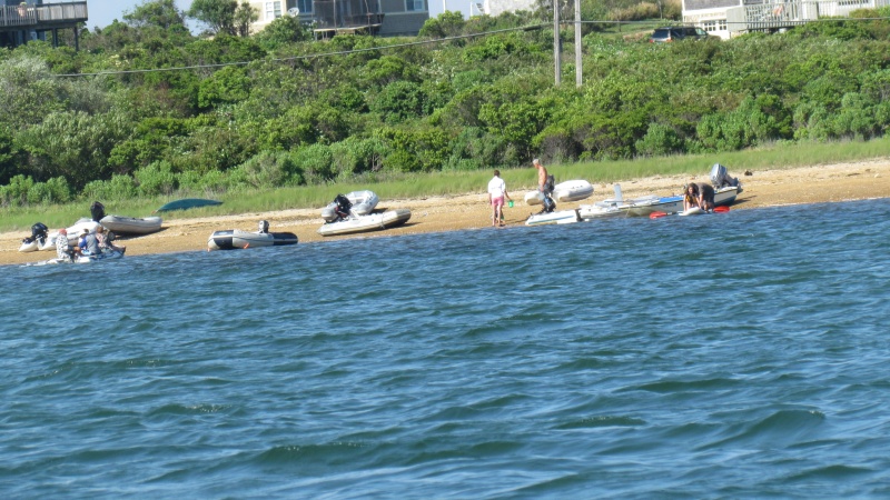 Dingy beach in the salt pond at Block Island