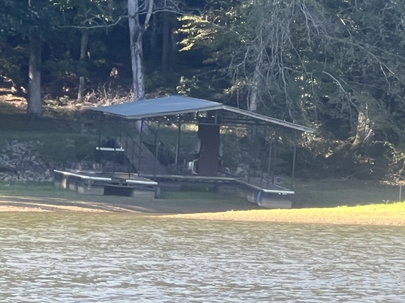Dock grounded during winter pool