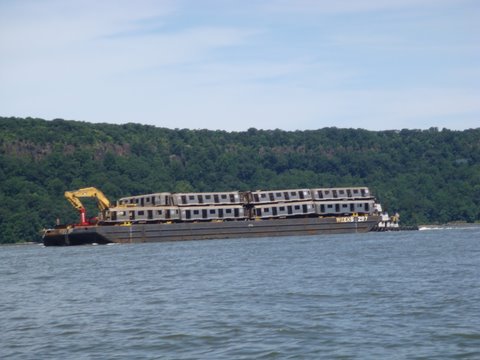 DSC02515 Old Subway cars headed down the Hudson going to make an artificial reef some where out in the Ocean
