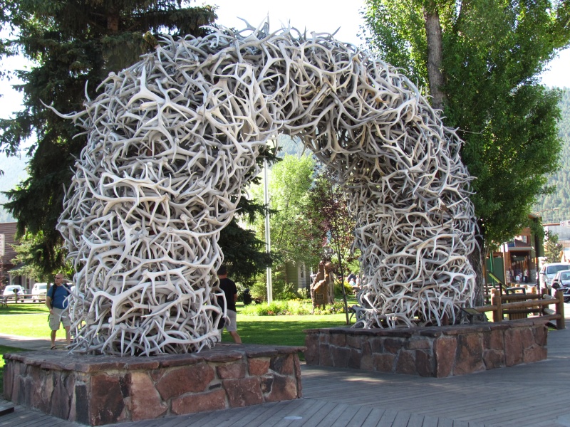 Elk antlers in an arch downtown Jackson, Wy