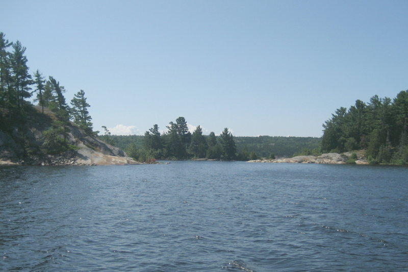 Entrance to harbor at the tip of Oak Point in the McBean Channel. Very nice harbor of refuge.