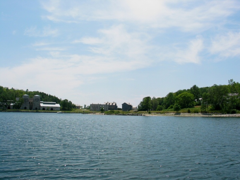 Fayette Entrance. Iron smelters and some of the restored buildings.