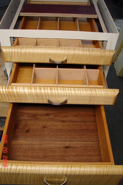 Finished drawers with dividers to help keep me organized