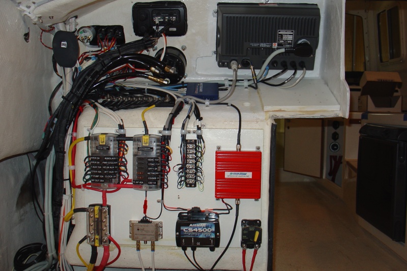 Finished electrical wiring behind main console