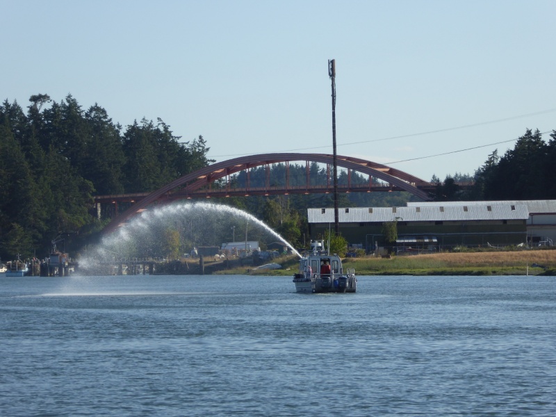Fire boat after the last boat arrived.