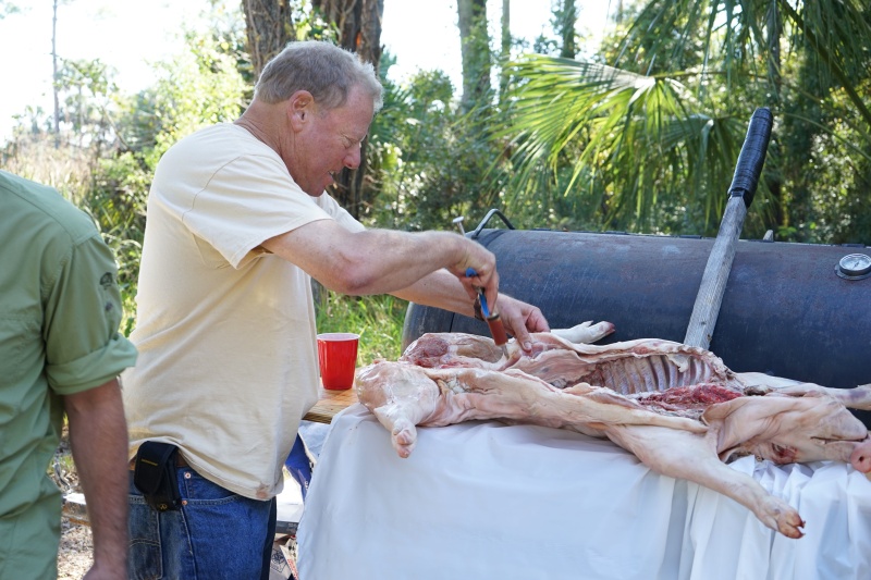 First injection of the pig (there were two pigs, one on the smoker, the other in the box.