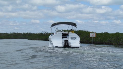 Flat faced boat from rear
