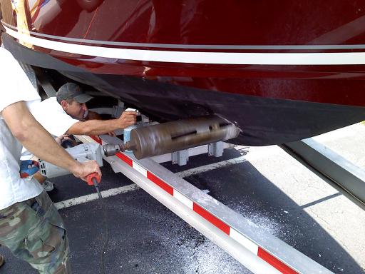 florida bow thruster boy's having fun drilling a 6" hole in my boat's hull!