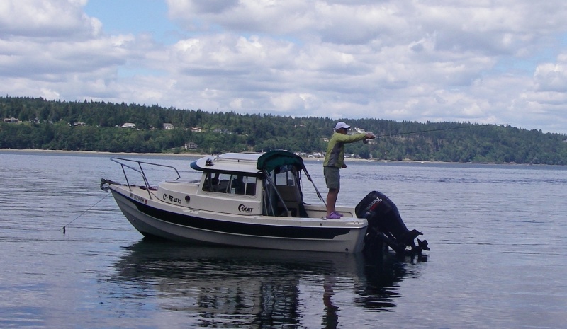 Fly fishing the flats off of a Vashon Island beach.