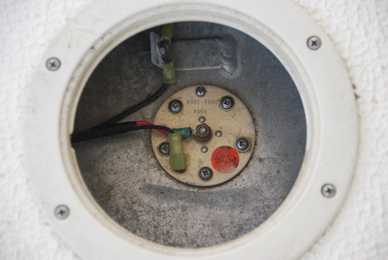 Fuel tank Sender as viewed under deck plate to 117gal AL tank. This was taken prior to the cleaning and conditioning of the tank.