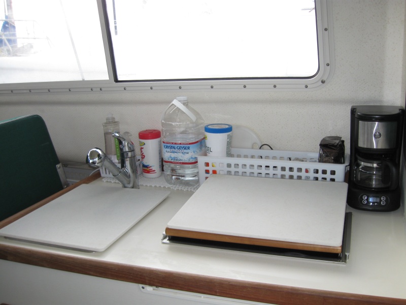 Galley with cutting board counters