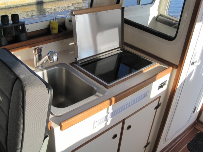 Galley with Wallace diesel stove.