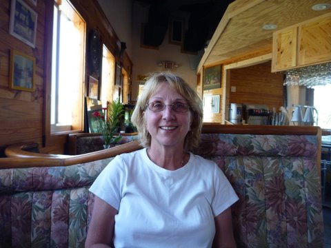 Ginny my adventuresome wife of 42 years at The Castaway Marathon Florida awaiting dinner March 25th 2011