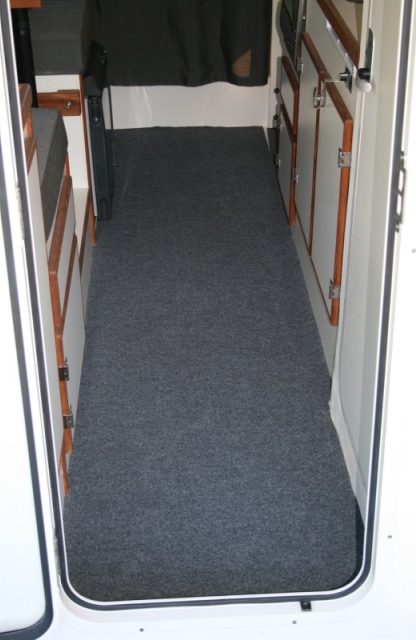 Gray in-door/out-door runner from Home Depot - minimal trimming needed