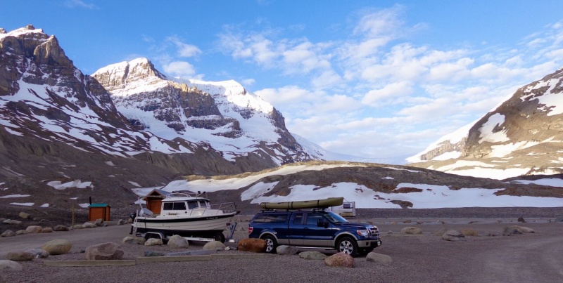 Great boon-docking location with the Athabasca Glacier in the background.