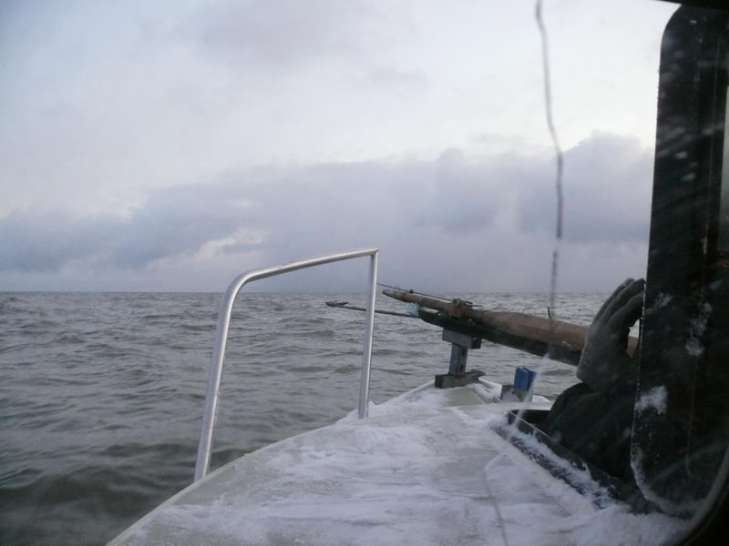 Hacksaw to the bow rail and plenty of harpoon space.