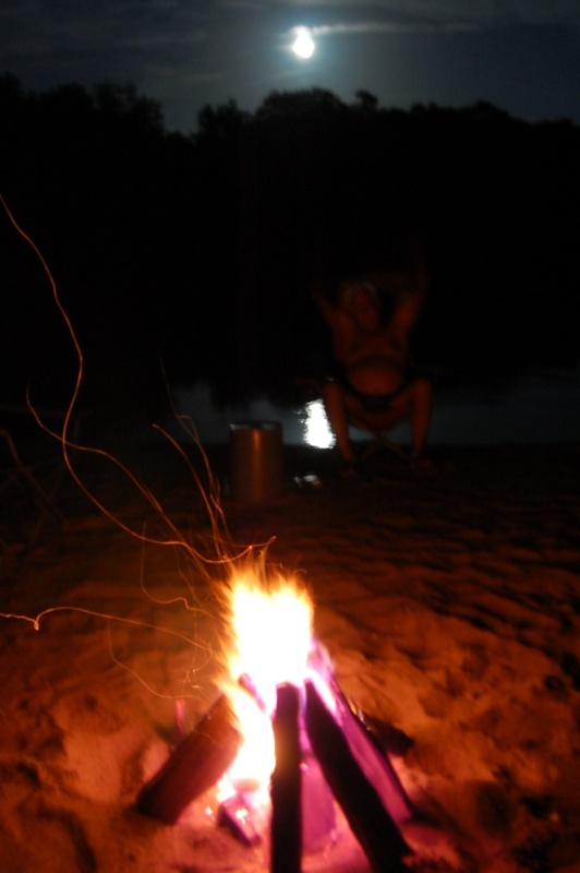 Harvest Moon and Camp Fire on the first night of camping.