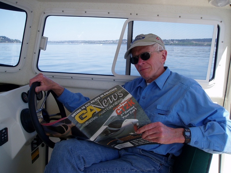 He loves the boat! Almost as much as his plane.