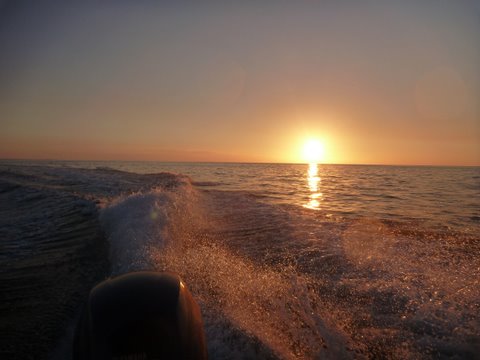 Heading towards Key West early am on Hawk Channel near Bahia Honda on auto pilot