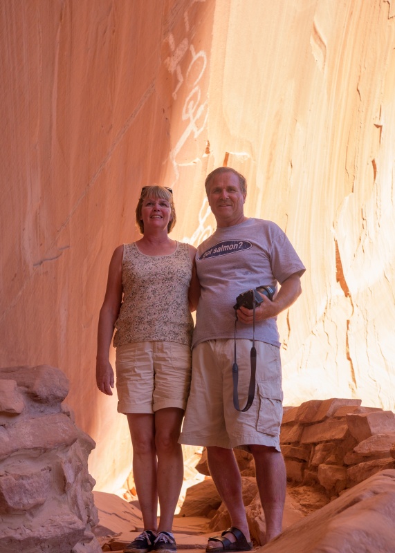 Heinz & Diane at the Indian Ruin hieroglyphs
