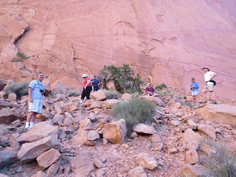 Heinz, Terry, Rob, Chris Donna and Jay on top of the natural dam at the end of Iceberg Canyon Monday morning 9-23-13