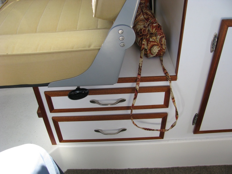 Helm Drawers -- each with drawer stop to prevent unwanted openning in rough conditions