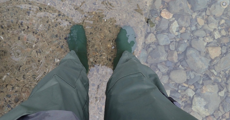 Hip waders were very useful in the cold northern waters of the Yukon.