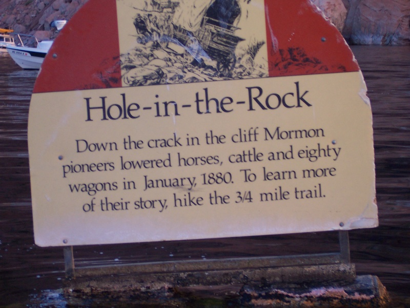 Hole in the Rock floating information sign 9-26