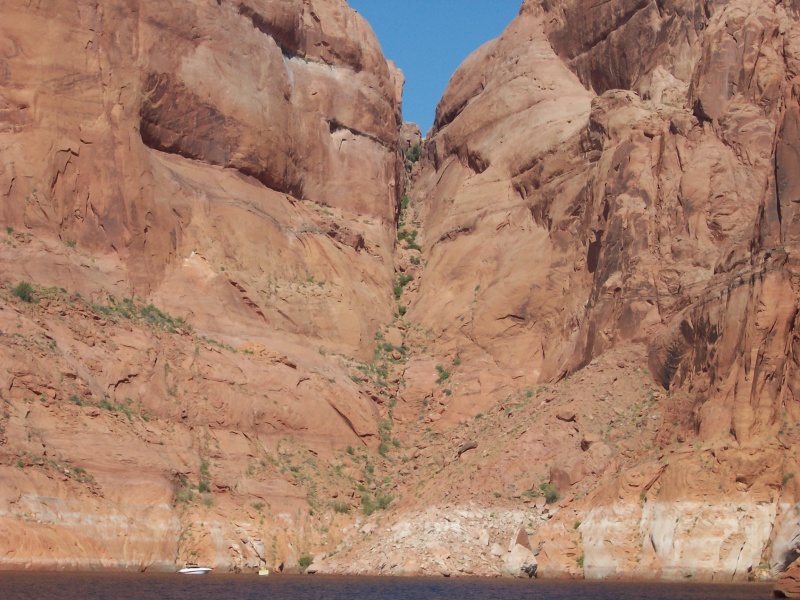 Hole in the Rock. The water is over 300 feet deep here so they still had a long way to go down to get to the bottom.