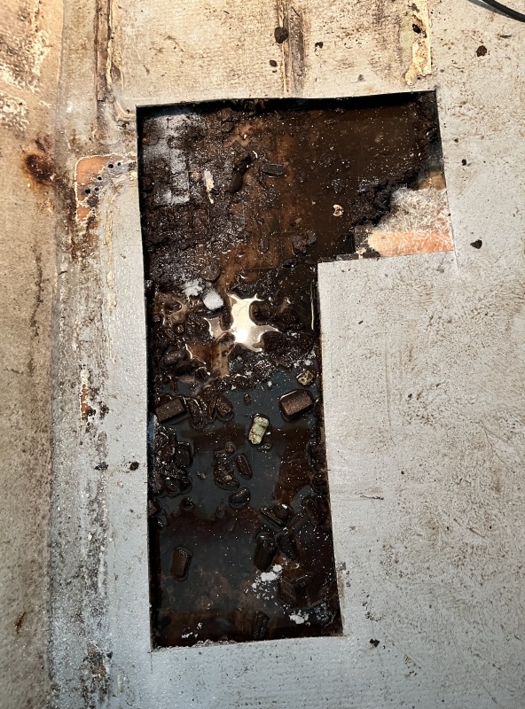 Hole widened.  All water dissolved balsa.