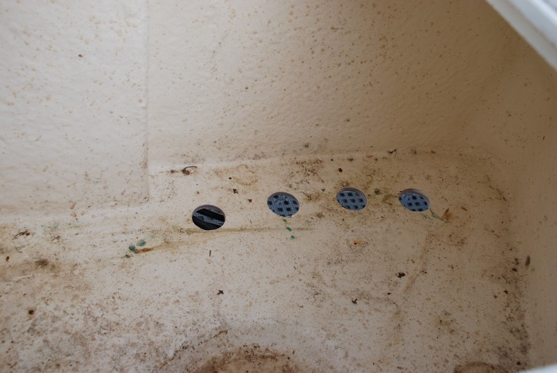 Holes in the port locker, looking forward