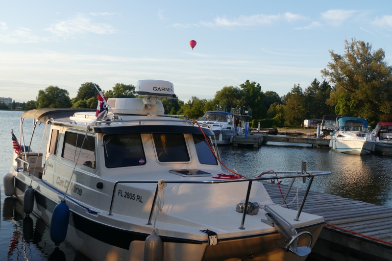 Hot air balloon launch over Dow's Lake, Ottawa, Ontario, Canada.  Quebec is across the river.