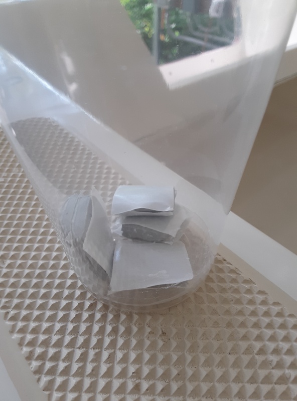 I cut little squares from a roll of butyl tape to put where the fasteners go.  I was originally going to roll the butyl tape but I felt this would work better.  I dont want any water trapped in the rub rail, and I thought that this would allow it to drain.  I also am not going to caulk the top or bottom of the rain after its all tightened up.
