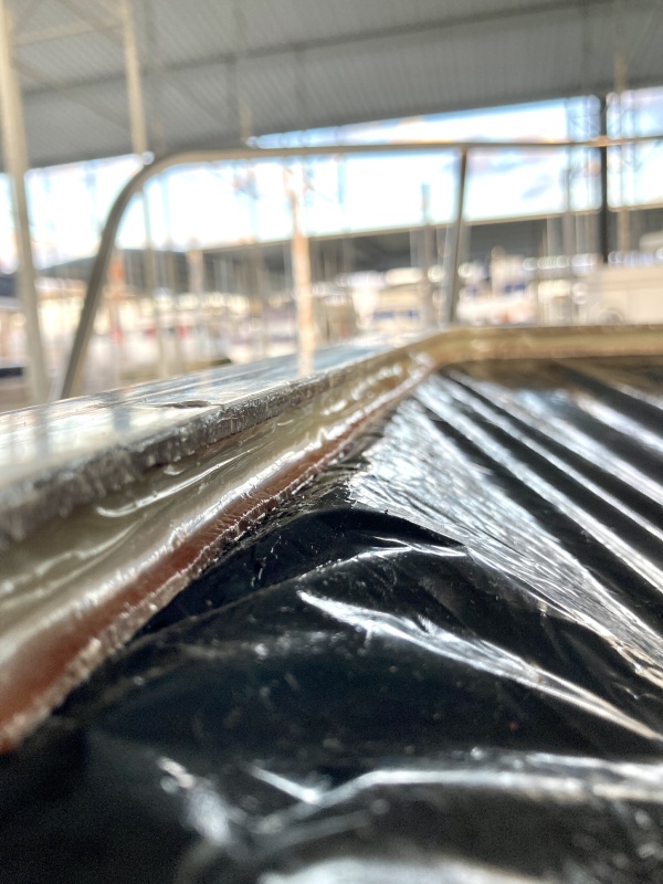 I filled the gap with epoxy in two stages (partly because my epoxy order was short one tube and getting some locally without a car turned out to be difficult)