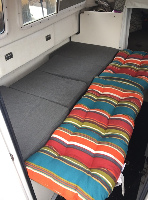 I have a full size, 3" memory foam mattress topper to place on top of the cushions
