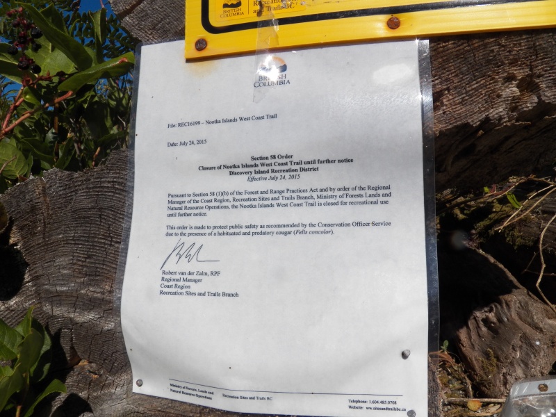 I rode my bike out the West Coast trail.  Here's where it ended because of a "habituated and predatory cougar."