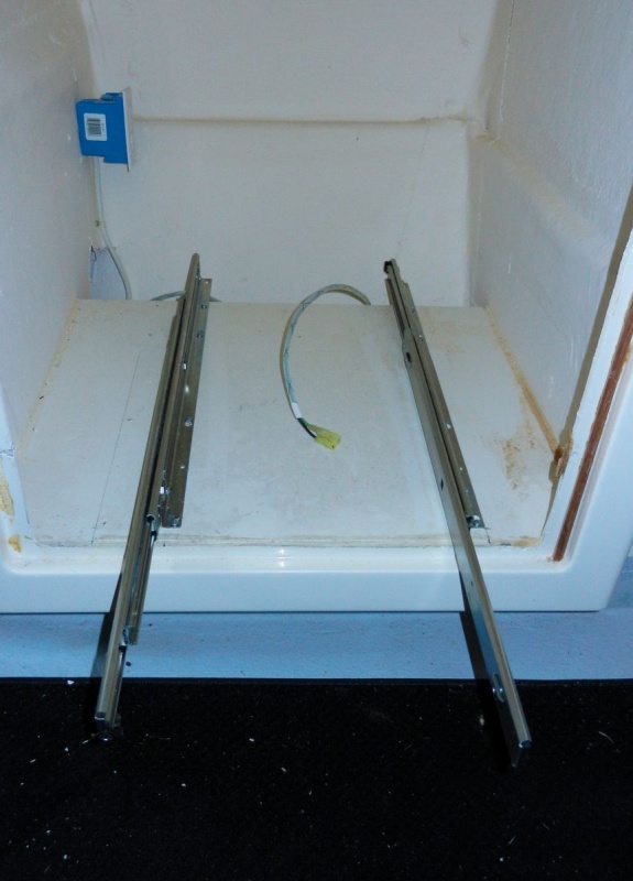 I used what are called \"pantry slides\" to go underneath the drawer platform.